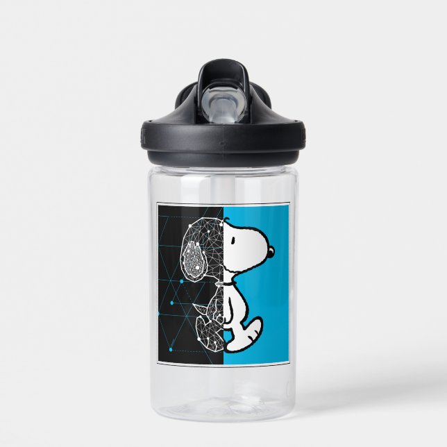 Botella De Agua Cacahuetes | Diseño geométrico de Snoopy (Delante)