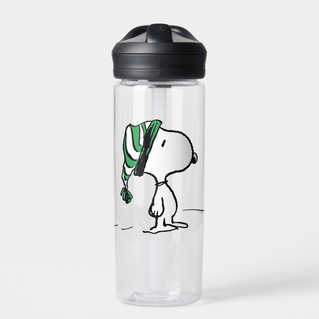 Botella De Agua Cacahuetes | Gorra de nieve verde de Snoopy (Delante)