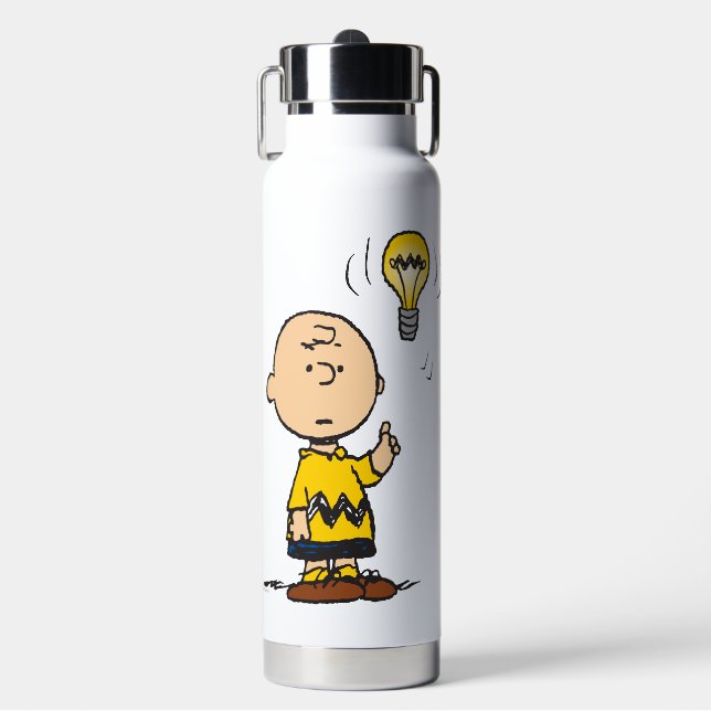 Botella De Agua Cacahuetes | Idea de Charlie Brown sobre la bombil (Frente)