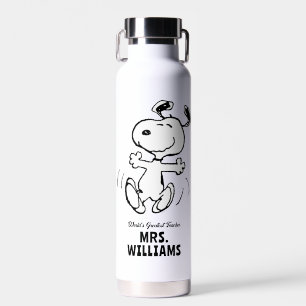 Botella De Agua Cacahuetes   Snoopy Greatest Teacher Personalizado