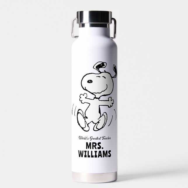Botella De Agua Cacahuetes | Snoopy Greatest Teacher Personalizado (Delantero)