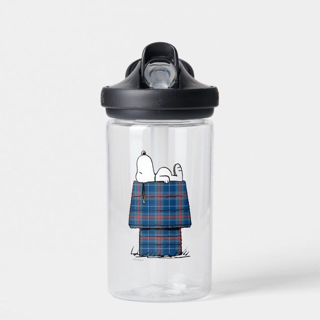 Botella De Agua Cacahuetes | Snoopy Plaid Flannel Holiday Dog Hous (Delante)