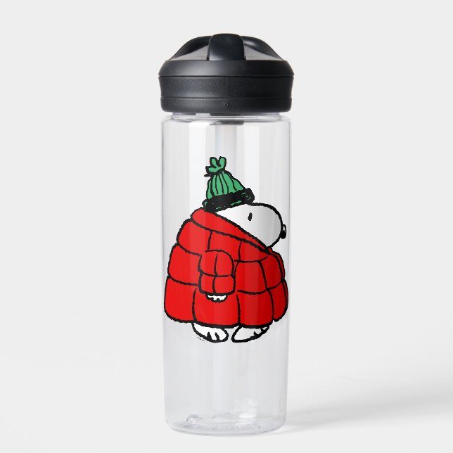 Botella De Agua Cacahuetes | Snoopy Puffy Red Winter Jacket (Delante)