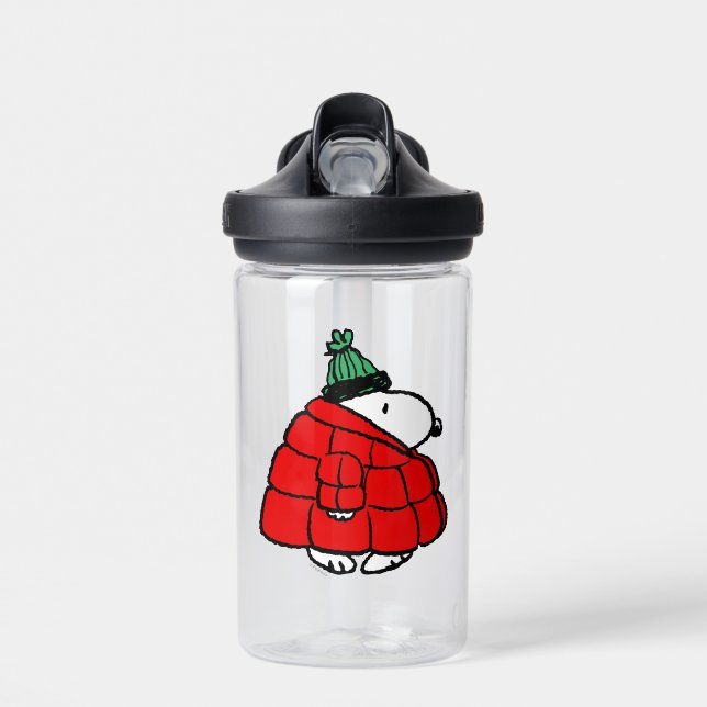 Botella De Agua Cacahuetes | Snoopy Puffy Red Winter Jacket (Delante)