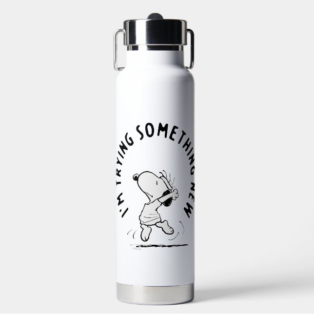 Botella De Agua Cacahuetes | Snoopy Tramitando Algo Nuevo (Frente)