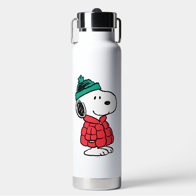 Botella De Agua Cacahuetes | Snoopy Winter Coat & Gorra (Frente)
