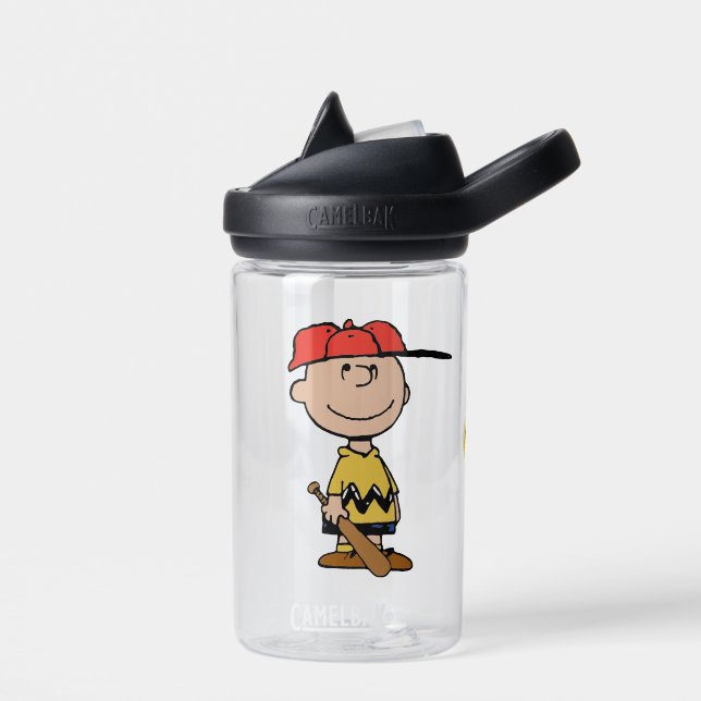 Botella De Agua Cacahuetes | Sonrisa de béisbol Charlie Brown (Izquierdo)