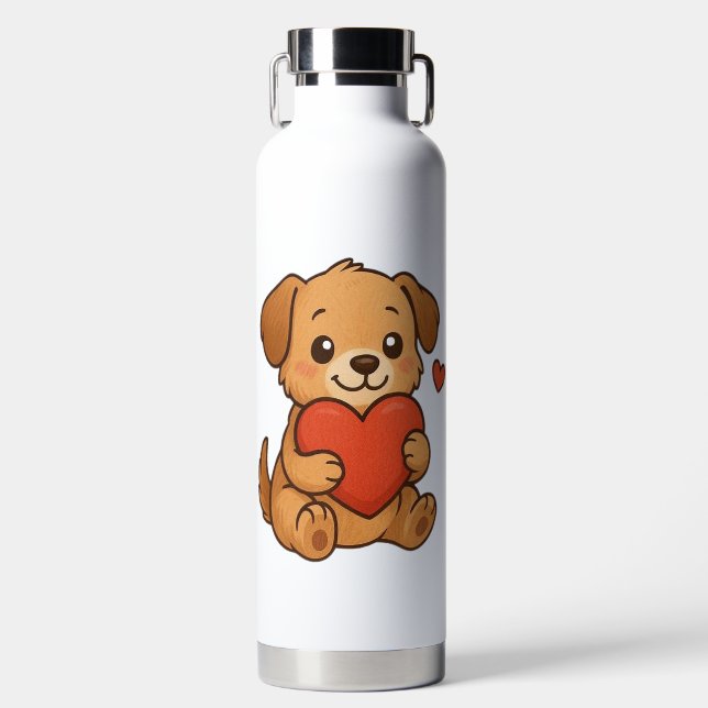 Botella De Agua Cachorro adorable de San Valentín (Delantero)