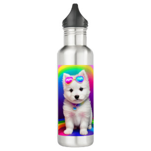 Botella De Agua Cachorro arcoiris suave personalizado
