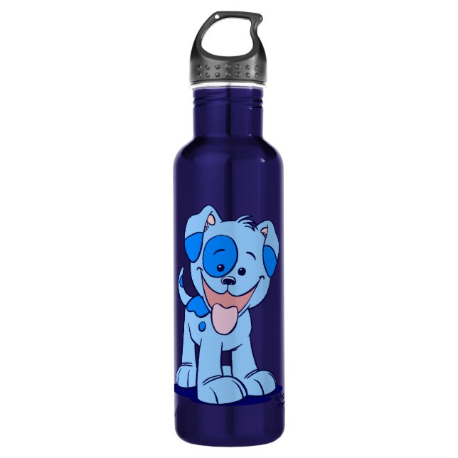 Botella De Agua Cachorro azul Personalizado (Anverso)