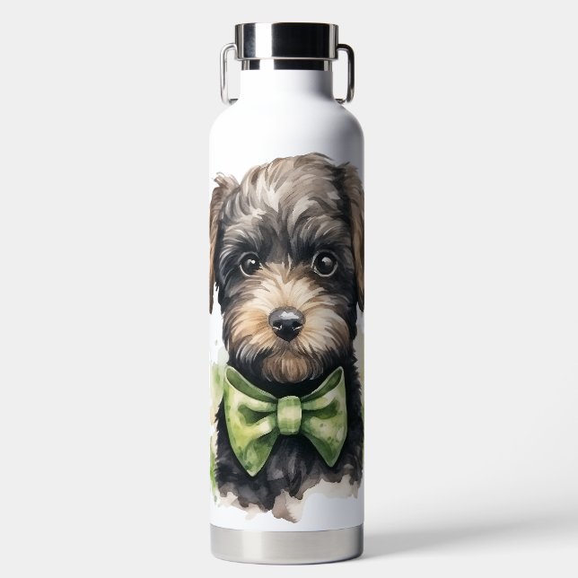BOTELLA DE AGUA CACHORRO DE PERRO ADORABLE Y DESGREÑADO CON TEMA I (Delantero)