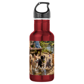Botella De Agua Cachorros Lindos & Aventura Ribereña de Gatitos