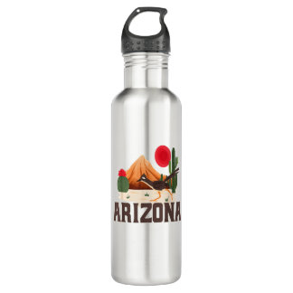 Botella De Agua Cactus del desierto de Arizona Roadrunner Retro Bo