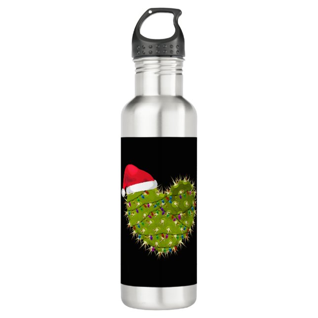 Botella De Agua Cactus Heart Navidades (Anverso)