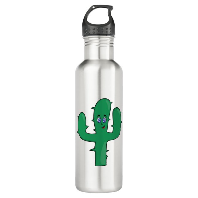Botella De Agua Cactus sonriente (Anverso)