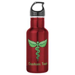 Botella De Agua Caduceo con hojas