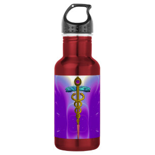Botella De Agua CADUCEO MÉDICO DE ORO SÍMBOLO Ultra Violeta Púrpur