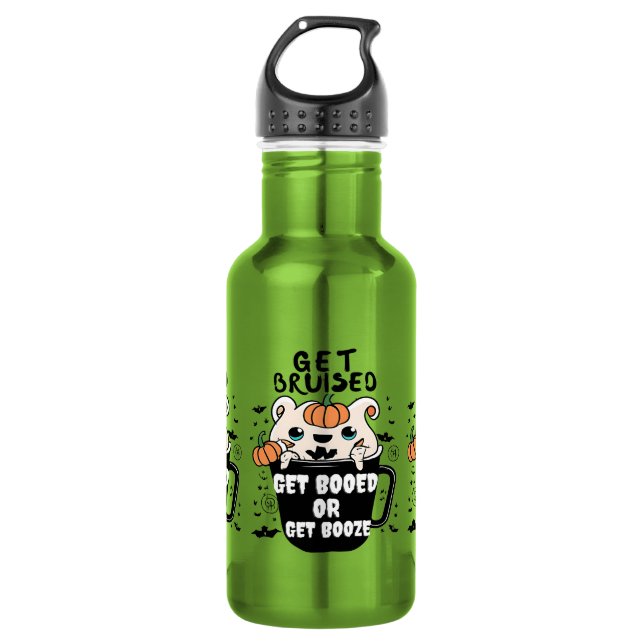Botella De Agua Café de Halloween: Caffeine Zombie Spooky Design (Anverso)