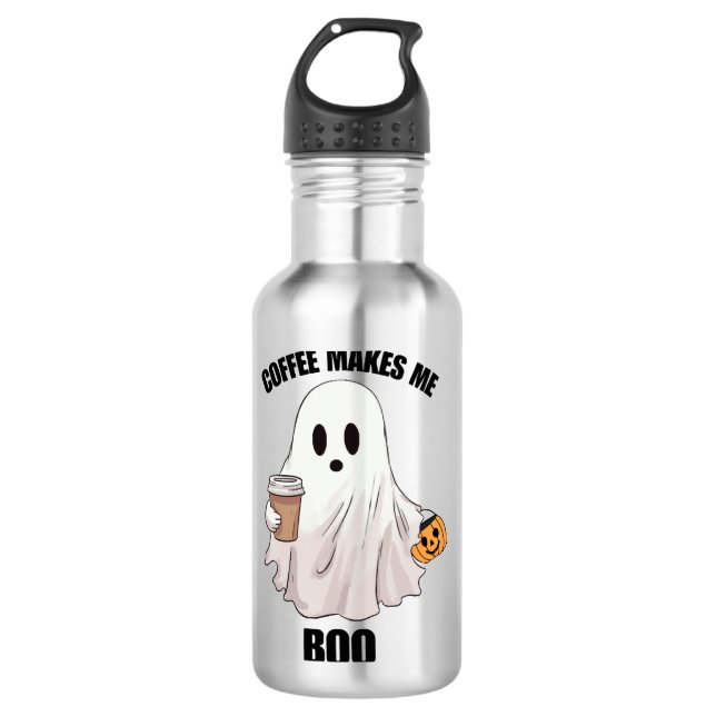 Botella De Agua Café Fantasma Halloween Divertido  (Anverso)