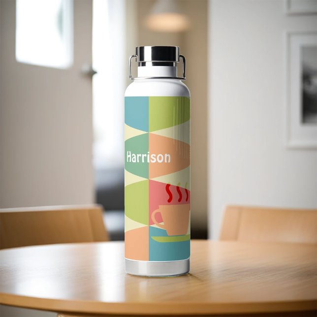 Botella De Agua Café moderno de mediados de siglo personalizado (Subido por el creador)