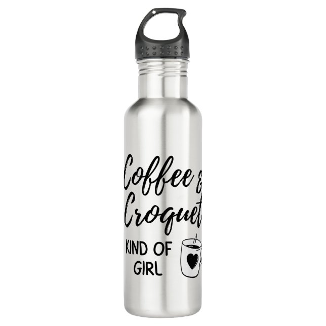 Botella De Agua Café y chica de croquet. (Anverso)