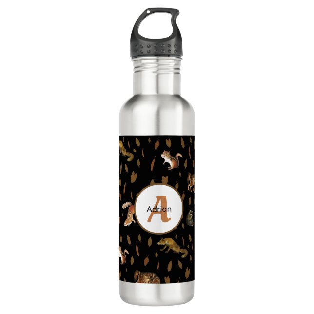 Botella De Agua Caída de Animales Forestales Otoño Sale de la Escu (Anverso)