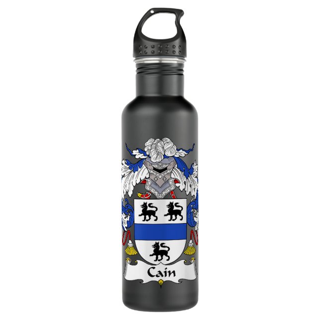Botella De Agua Cain Coat of Arms  Family Crest  (Anverso)
