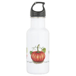 Botella De Agua Calabaza Cuidada Con Vinas En Acuarela