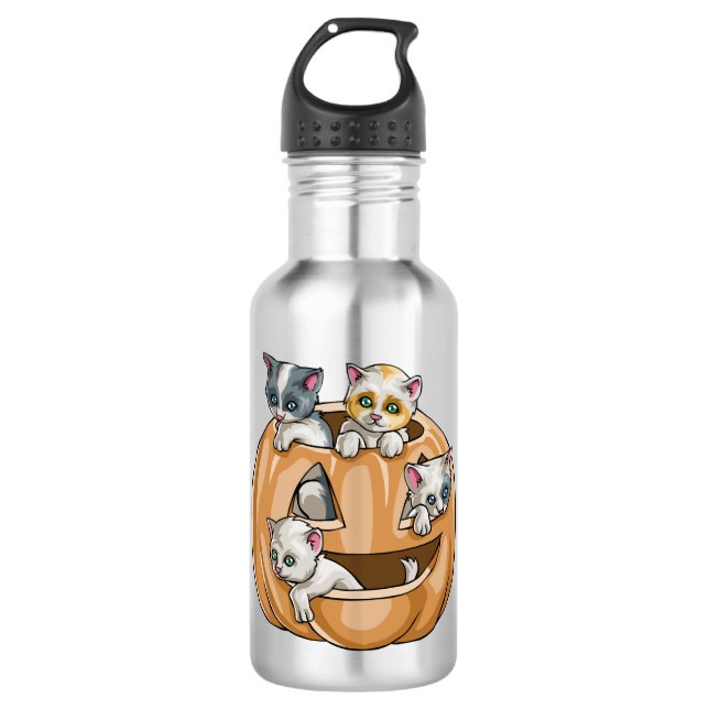 Botella De Agua Calabaza de gatos de Halloween (Anverso)