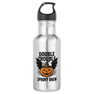Botella De Agua Calabaza de Halloween Bruja Doble Problema Diseño 