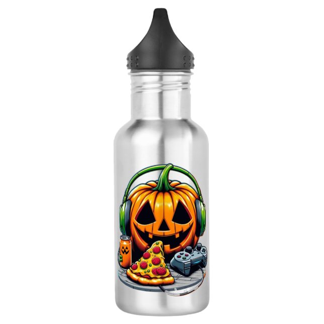 Botella De Agua ¿Calabaza de Halloween con audífonos y juegos? (Izquierda)
