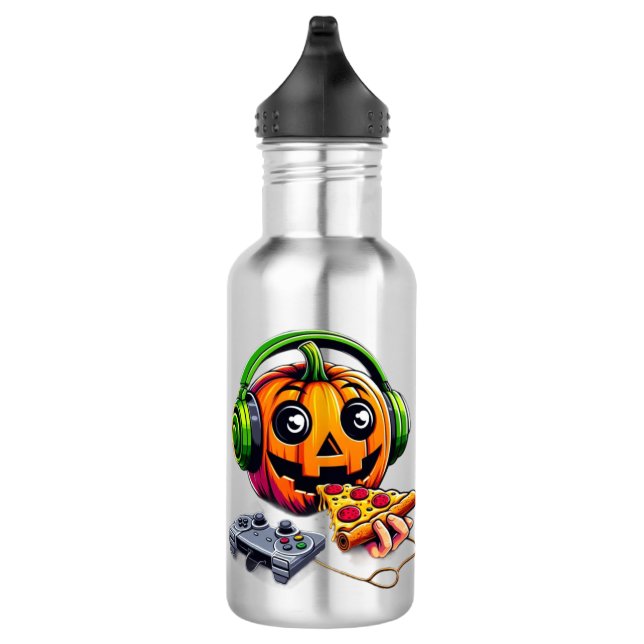 Botella De Agua Calabaza de Halloween con queso que disfruta de lo (Derecha)