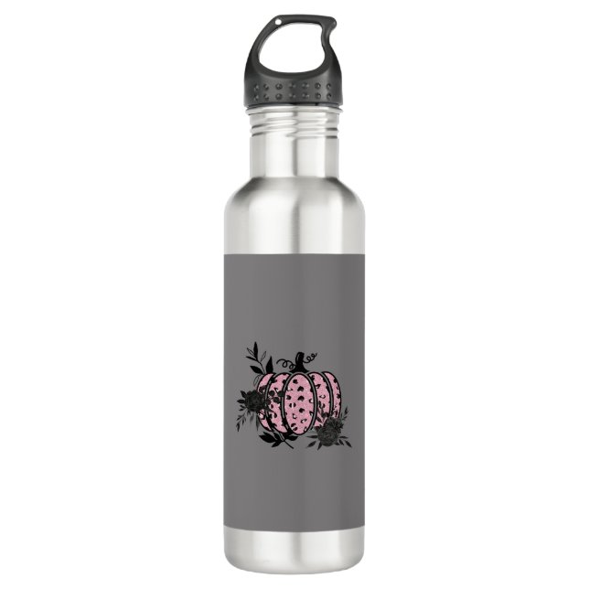 Botella de agua, calabaza de leopardo rosa y negro (Anverso)