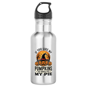 Botella De Agua Calabaza Divertida de Halloween Cita de Tarta Vint