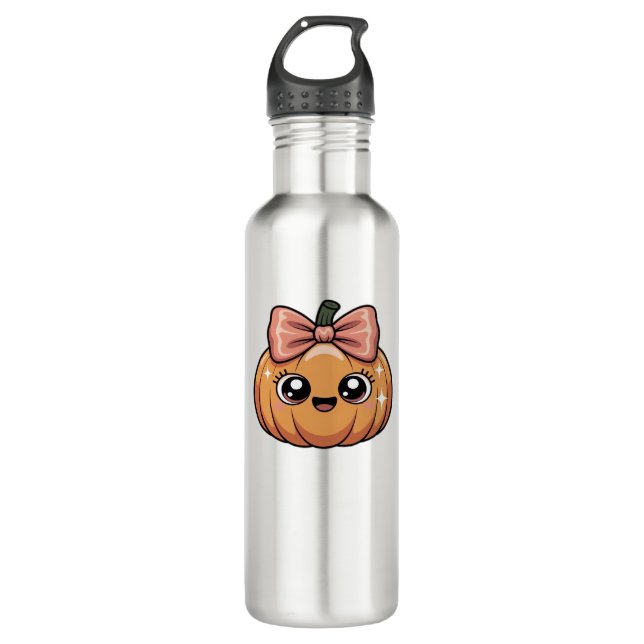 Botella De Agua calabaza kawaii camiseta sobredimensionada (Anverso)