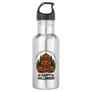 Botella De Agua Calabaza Vintage Halloween Jack O Linterna Bosque