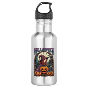 Botella De Agua Calabazas de bruja de Halloween Fases lunares_1