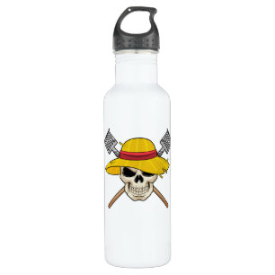 Botella De Agua Calavera con Gorra como granjero con torta