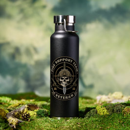Botella De Agua Calavera de Apoyo de Fuego Veterano de Artillería 