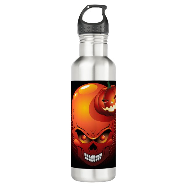 Botella De Agua Calavera de Halloween y calabaza (Anverso)