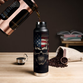 Botella De Agua Calavera de la bandera americana