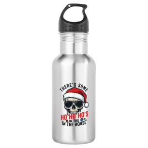 Botella De Agua Calavera de Navidad Ho Ho Ho Humor Diseño