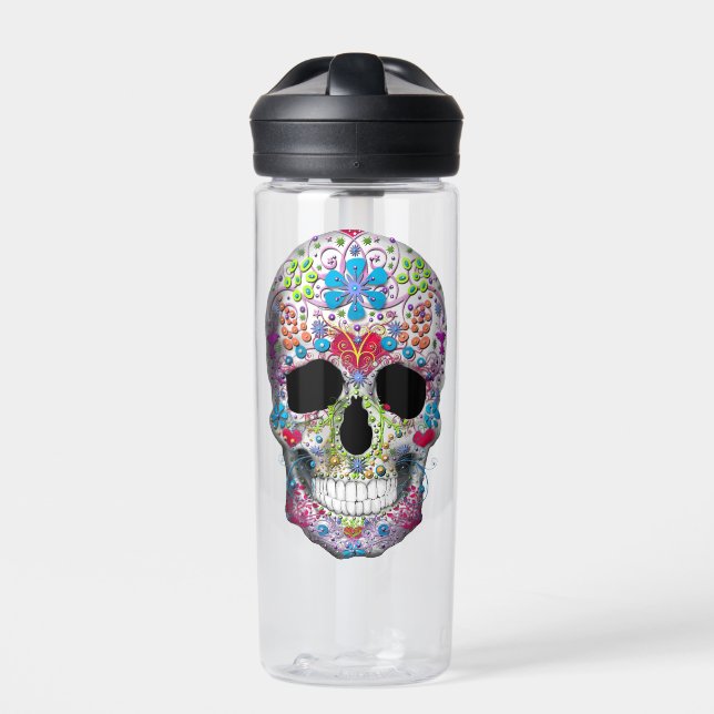 Botella De Agua Calavera decorada (Delante)