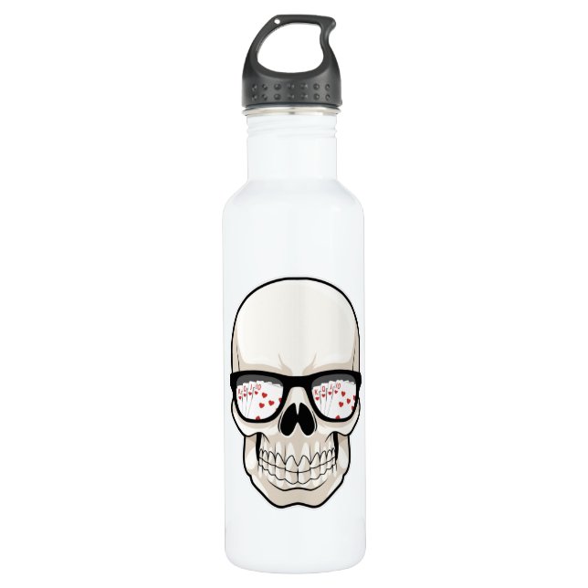 Botella De Agua Calavera en Poker con gafas de sol (Anverso)