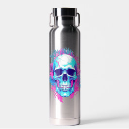 Botella De Agua Calavera Floral al Estilo Vaporwave