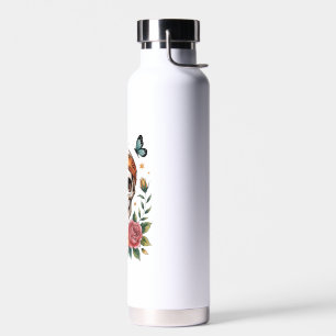 Botella De Agua Calavera Floral Halloween Espeluznante