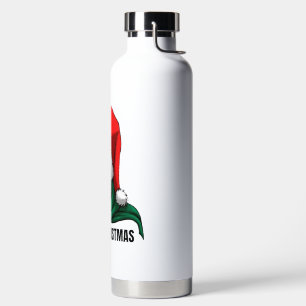 Botella De Agua Calavera gótica de Navidad con sombrero de Santa