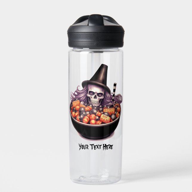 Botella De Agua Calavera gruñona en tazón de caramelo (Delante)