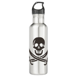 Botella De Agua Calavera obsidiana espada Bandera pirata de Calico