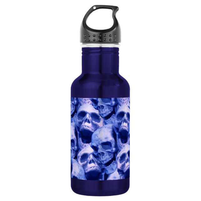 Botella De Agua Calaveras azules oscuras (Anverso)